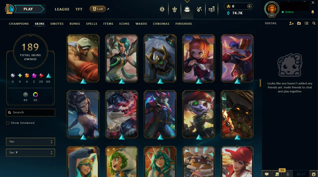 🏆 EUNE New Season⌛Silver 2 🚀 level 587⌛ Full Champ 💯+189 SKIN 🏆 Recovery Info ✅